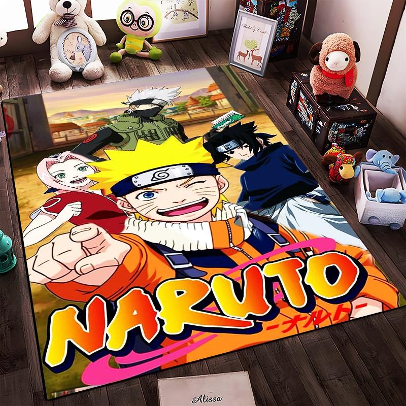 Naruto Anime Carpet with Characters and Colorful Background Design Suitable for Use As an Anti-slip for Living Room Bedroom Sofas