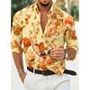 Men's floral shirt long sleeved sports fashion outdoor casual daily autumn and winter flat printed button down collar shirt