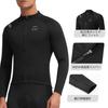 Santic Men's Long Sleeve Fleece-Lined Cycling Jersey, Windproof and Warm for Autumn and Winter, Black, Size L