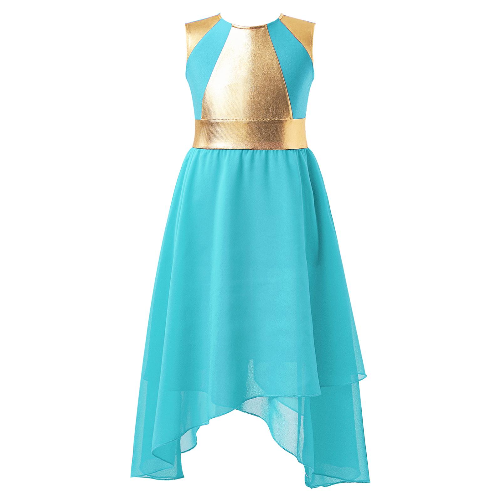 

Дівчата з довгим рукавом Хвала Танцювальне плаття Повна довжина Ліричний танцювальний одяг Богослужіння Костюм Літургійний 7-8 Years зелений