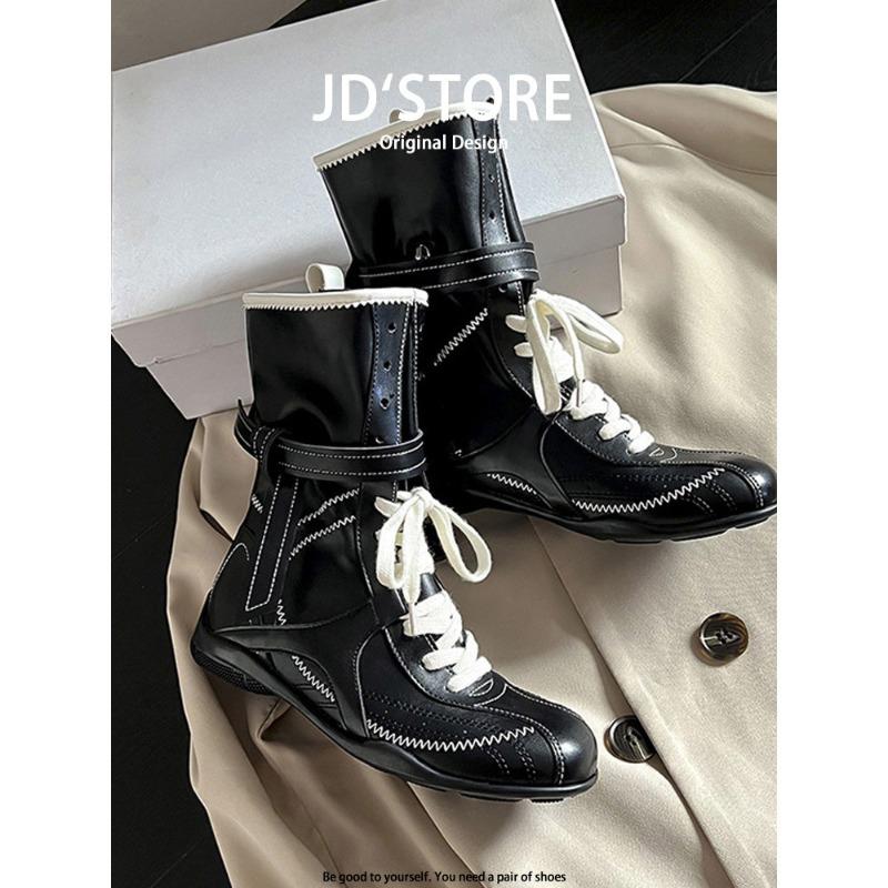 Retro versatile boxing boots women s summer new Martin boots platform boots medium boots 35