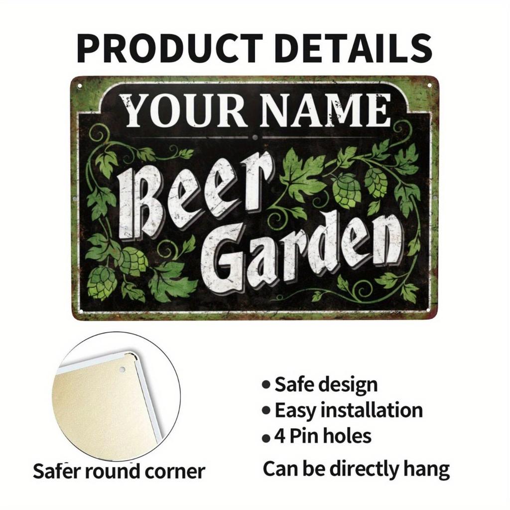 Personalized Custom Metal Sign Beer Garden Pub Decor Outdoor Bar Wall Art