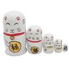 5Pcs/Set Nesting Dolls Hand-painted Home Decoration Wood Lucky Cat Matryoshka Gift for Shop