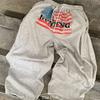 The Pink High Waist American Flag Lettering Wide Training Pants