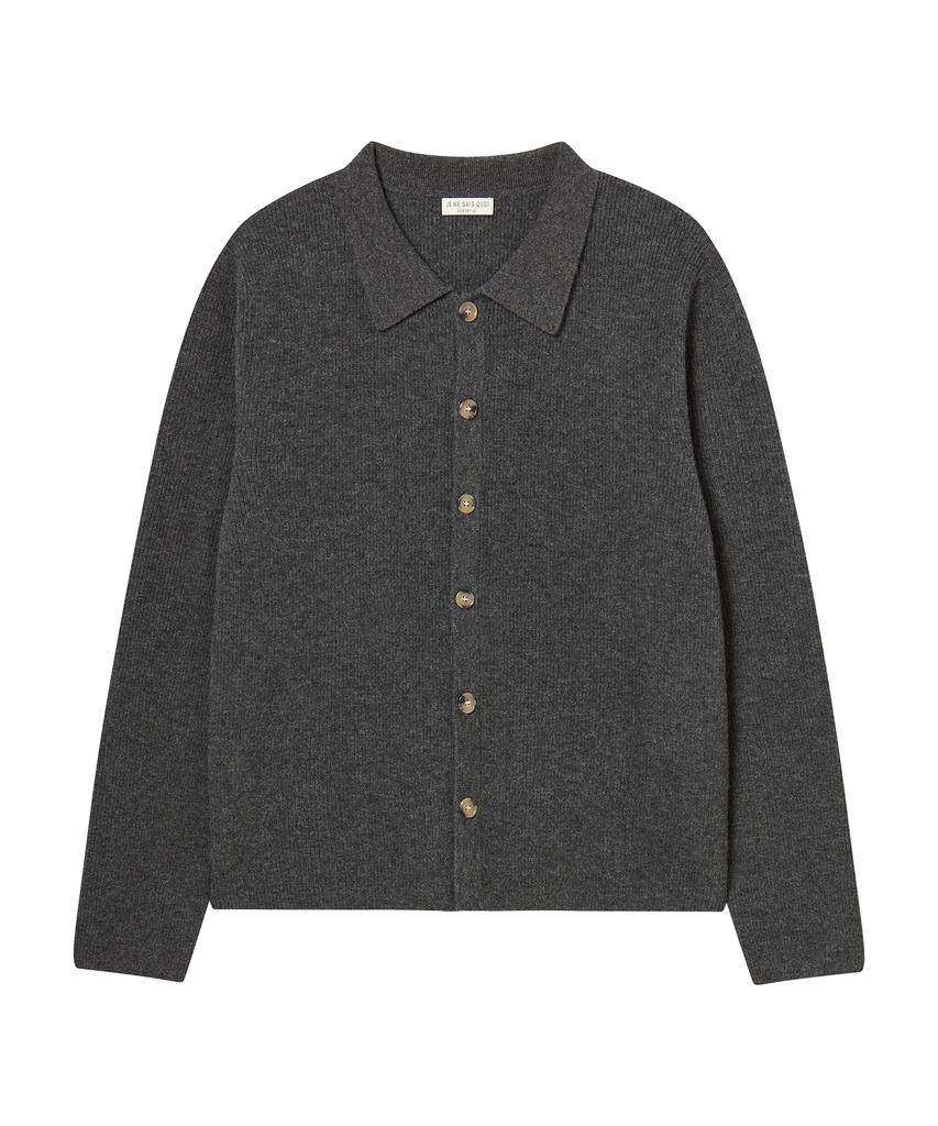 JE NE SAIS QUOI [Uni] Lip Collar Cashmere Cardigan_ Charcoal