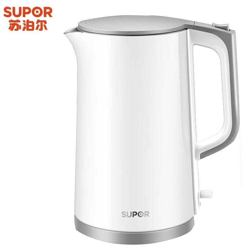 SUPOR 1.7L Double-Layer Stainless Steel Electric Kettle CN Plug (adapter Included)