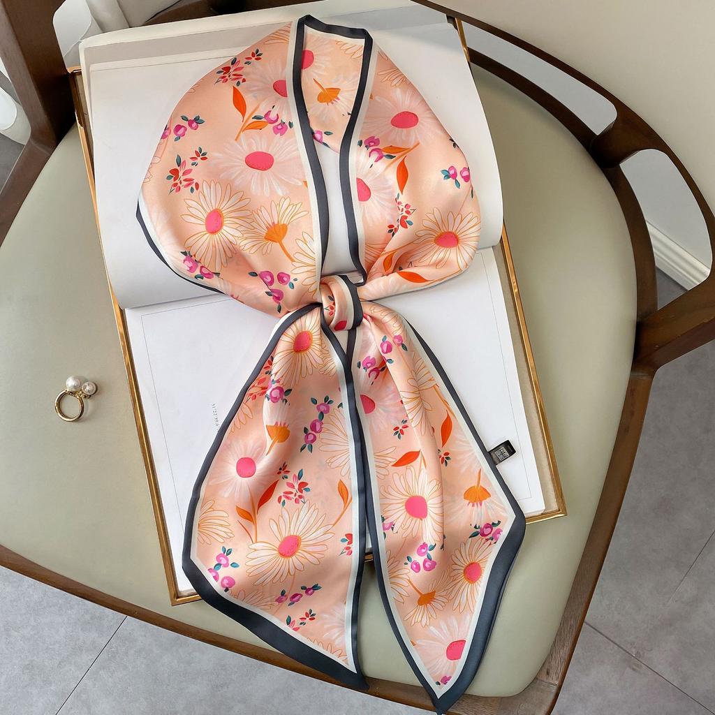 New Style of Literary Floral Fashion Trendy Small Scarf for Women's Hairband Korean Style Fresh Scarf Scarf Scarf Long Strap Kicker Bag