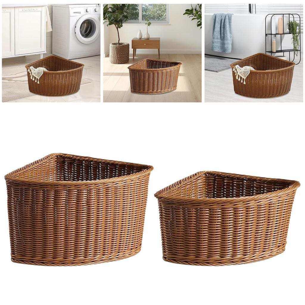 Corner Storage Basket,Multifunctional,Storage Bin,Farmhouse,Home Decor,Woven Triangular Shelf Basket for Bathroom Pantry