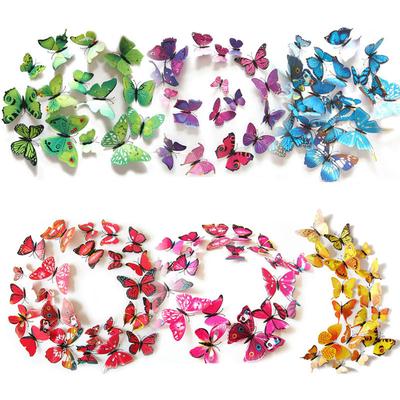 12pcs Simulated Butterfly PVC Magnetic Refrigerator Sticker Creative Living Room Wall Decoration Accessories Household DIY TMZ