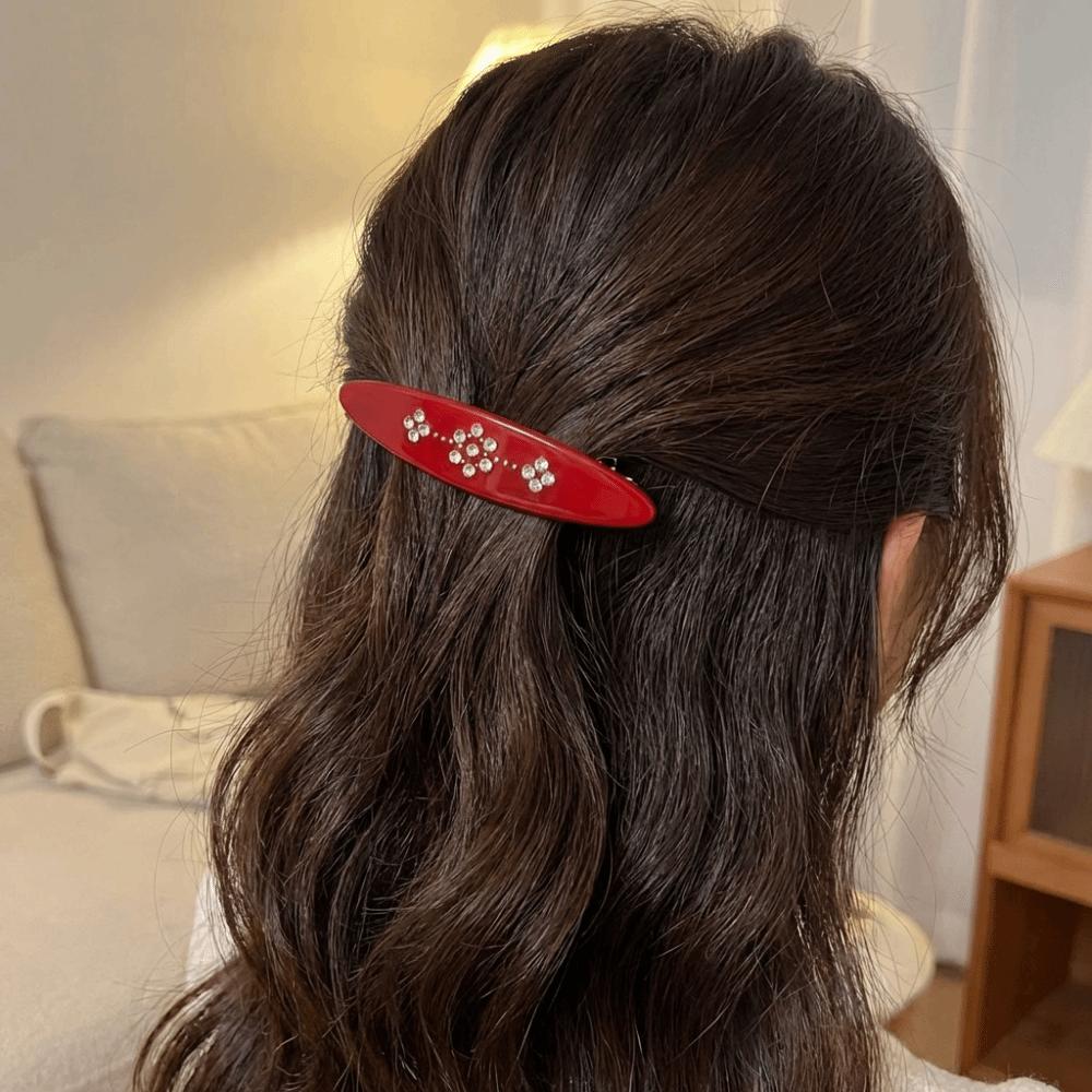 Vintage Acetate Hair Clip Retro Rhinestone Side Bangs Clip Y2K Spring Clip  Gift Presentation