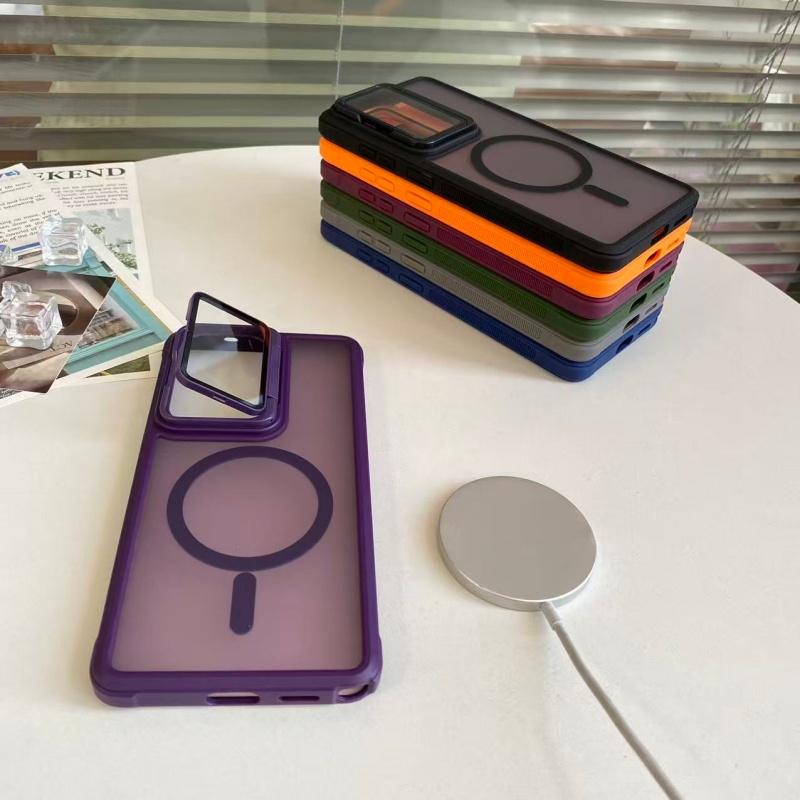 Luxury Translucent Armor Camera Flip Phone Case For Samsung Galaxy Case For Samsung S26 S25 S24 S23 Plus Ultra FE Magnetic Cover