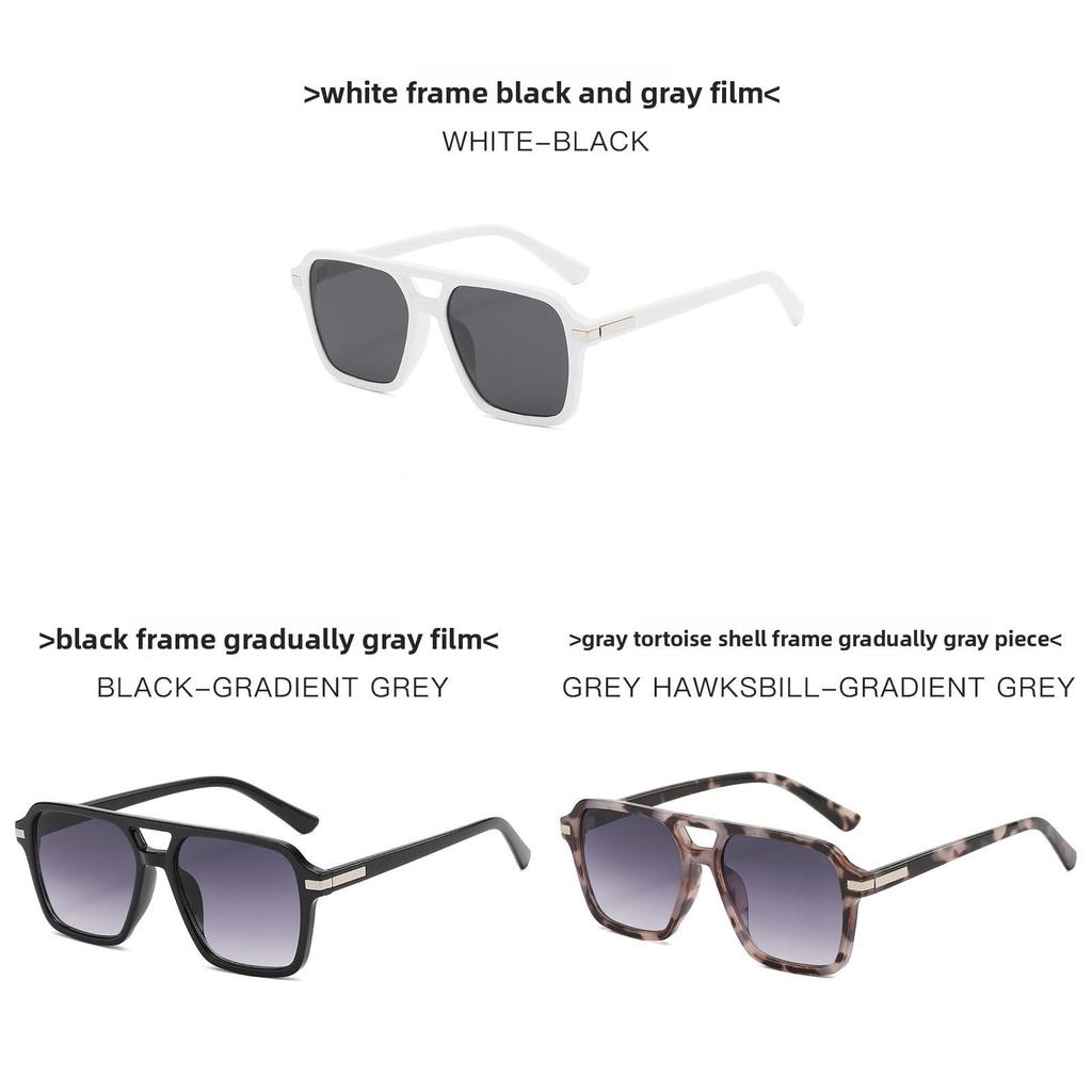 Uv400 Retro Double Bar Square Sunglasses With Gray Lenses For Outdoor Sports