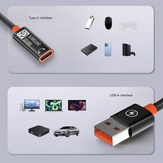 USB 3.0 Typ C Stecker auf Buchse Verlängerungskabel Plug & Play Ladekabel