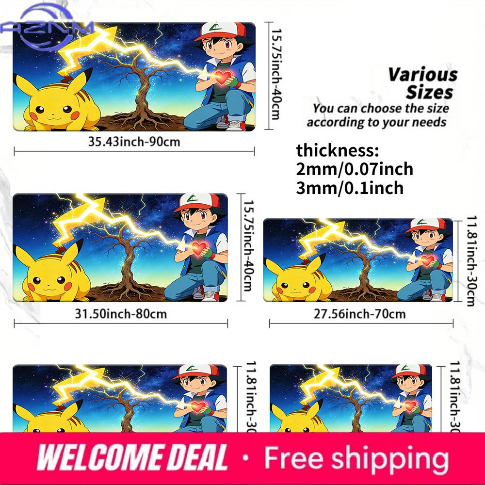 Pokemon Ash Pikachu Lightning Tree Gaming Mouse Pad NonSlip Desk Mat 30x80x0.2cm