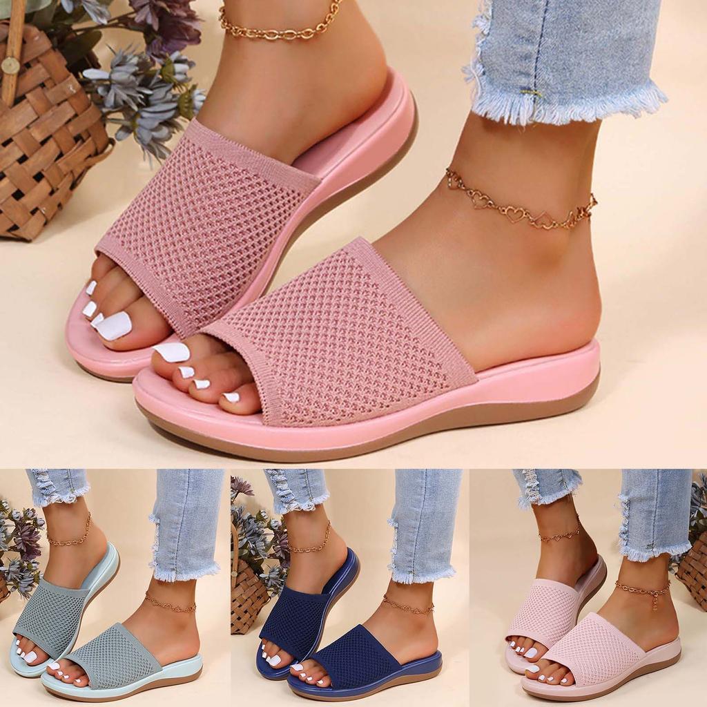 Fashion Sandals Color Slippers Solid Casual Women'S Flat Breathable Mesh And Bear Slippers For Women Size 11 Home Slippers Women
