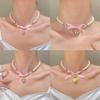 Elegante Halskette mit Perlenanhänger und Herz-Schleife für Frauen, süße, vielseitige Choker-Charme-Halsketten, Modeschmuck, Geschenk