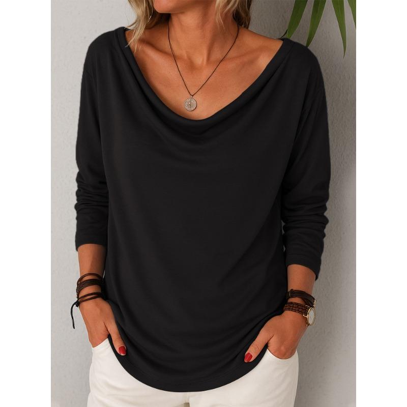 BFCCQB Women's Fashion Casual Autumn Winter Long Sleeve U-Neck Blouses & Shirts