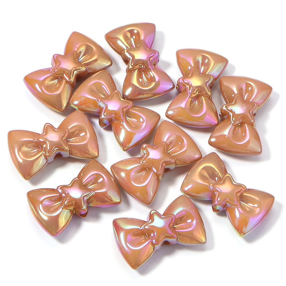 10pcs 17x28mm Bow Acrylic Beads Colorful Sweet Bowkot Loose Beads For Jewelry Making DIY Necklace Phone Chain Keychain Decor