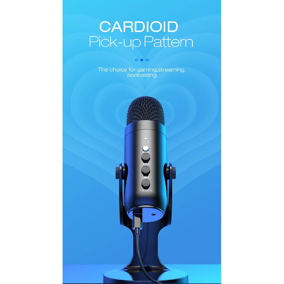 Haomuren USB Microphone for PC Mac Gaming Recording Streaming Podcast,Computer Condenser Mic with Phone Adapter Headphone Output