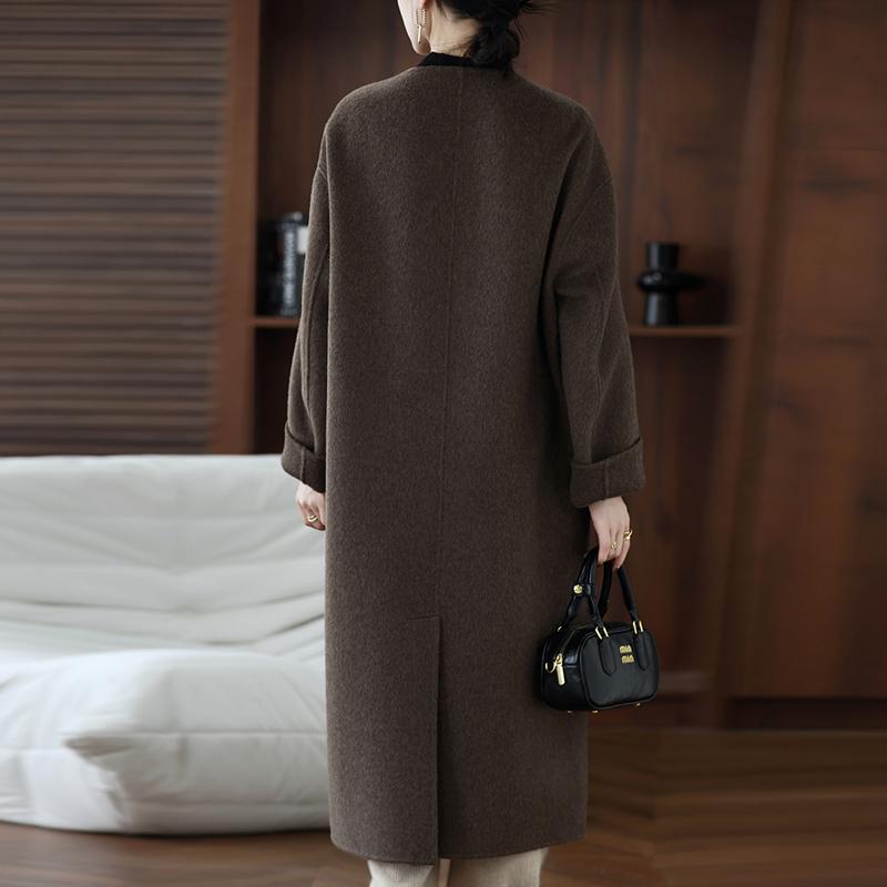 100% Wool Women Coat MODERN NEW SAGA Autumn Wool Long Coat Handmade Pea Coat Winter Warm Wool Long Jacket Overcoat