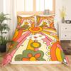 Erosebridal 60S 70S Hippie Duvet Cover Twin Vintage Boho Sun Bedding Set Groovy Flowers Clouds Love Hearts Comforter Cover for Kids Girls Te