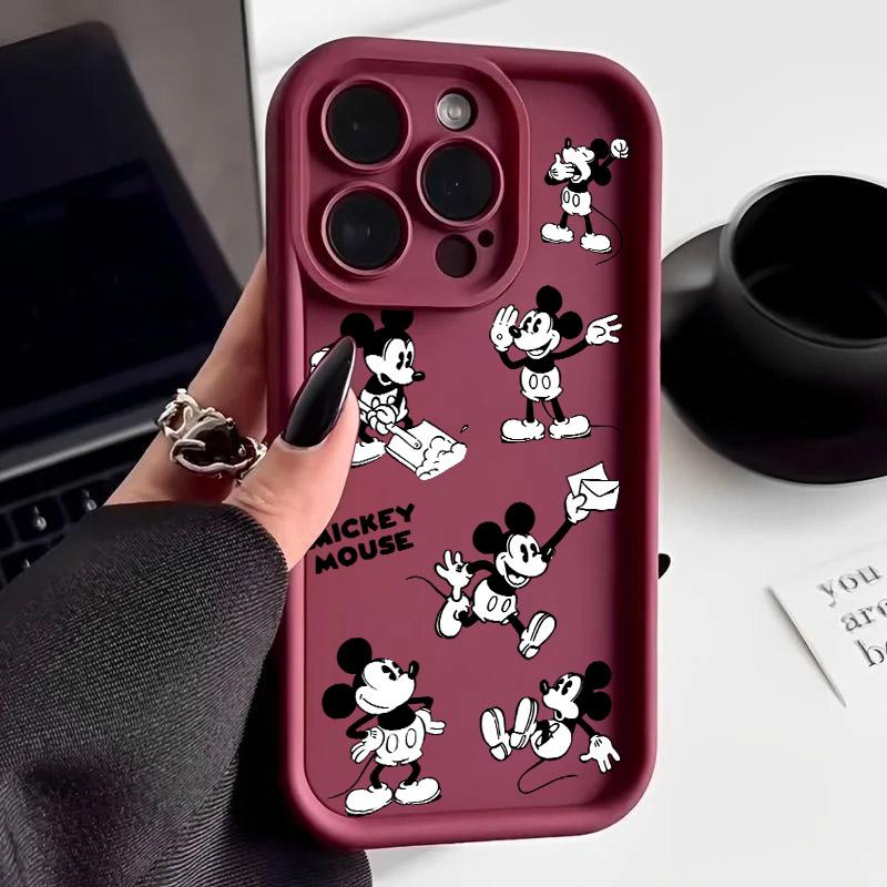 Mickey Mouse Cartoon Black White Phone Case For iPhone 17E 11 12 13 14 15 16 17 Pro Max Fundas 17 Air Plus 16e 13Mini Back Cover