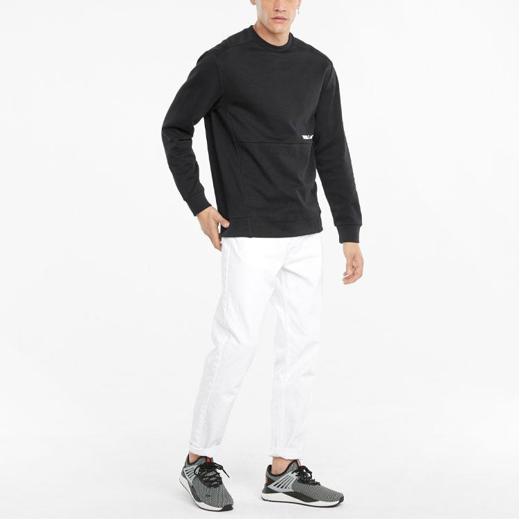 Puma Winterized Crew Logo Fleece-Lined Sport Knit Sweater Men Tops Black 846545-01