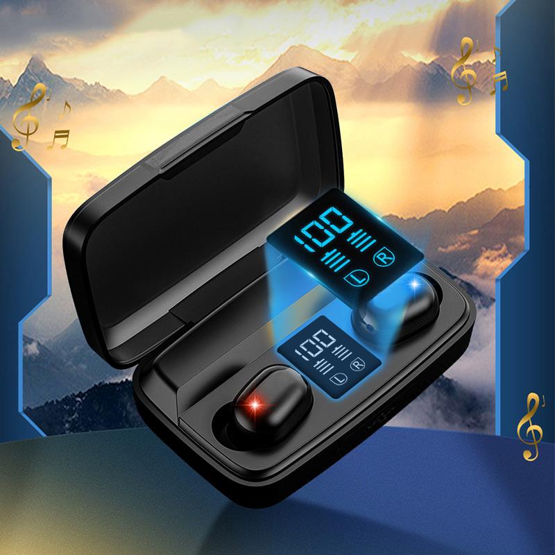 

TWS Беспроводные наушники Bluetooth 5.0 Сенсорные вкладыши-вкладыши 9D Стерео Спортивная водонепроницаемая Hi-Fi-гарнитура Светодиодный дисплей с микрофоном