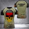 Tricou german Bărbați Skull Flag 3d Print Tops Moda Veteran Mânecă scurtă Tricou cu decolteu Ocazional Grafic Tricouri largi supradimensionate