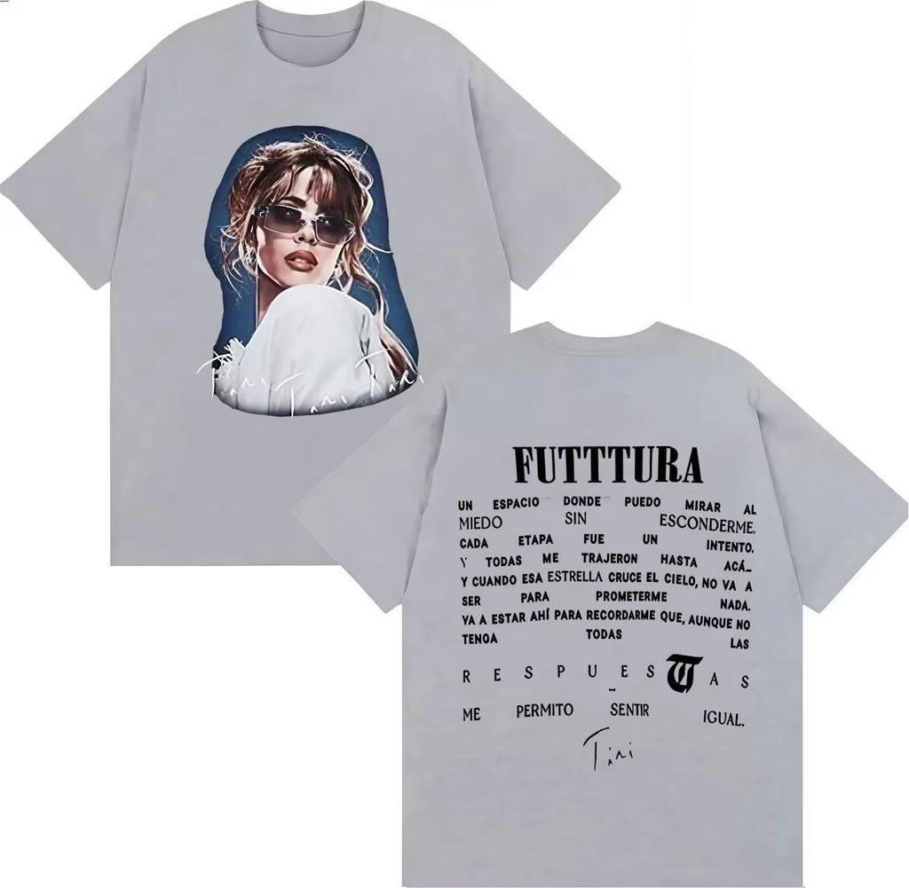 Sommer-Hit-Sängerin TINI Futtturas Album Popmusik Gothic Frühling Sommer 2026 Print Reines Baumwoll-Mode-Freizeit-T-Shirt y2k ins