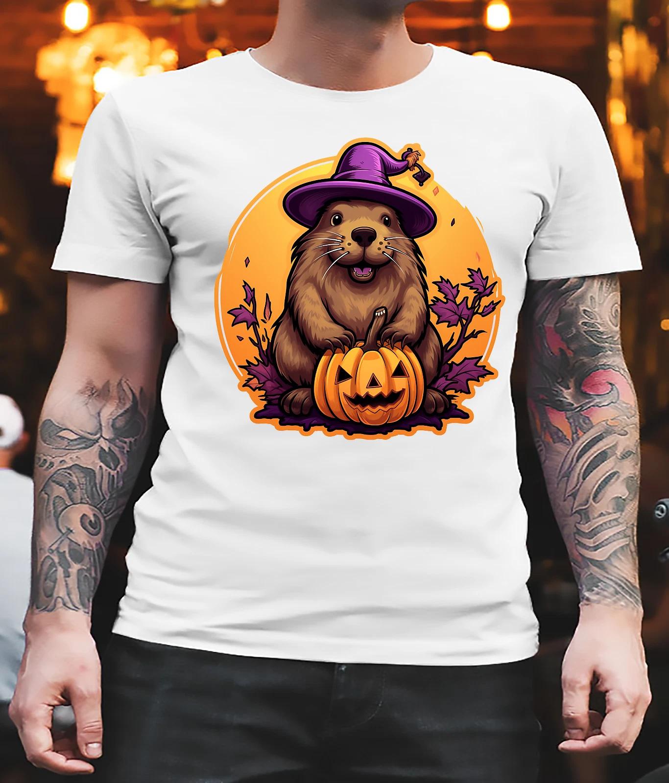 Men s and Women s T-shirts very friendly design on halloween with capybara Classic XXXL
