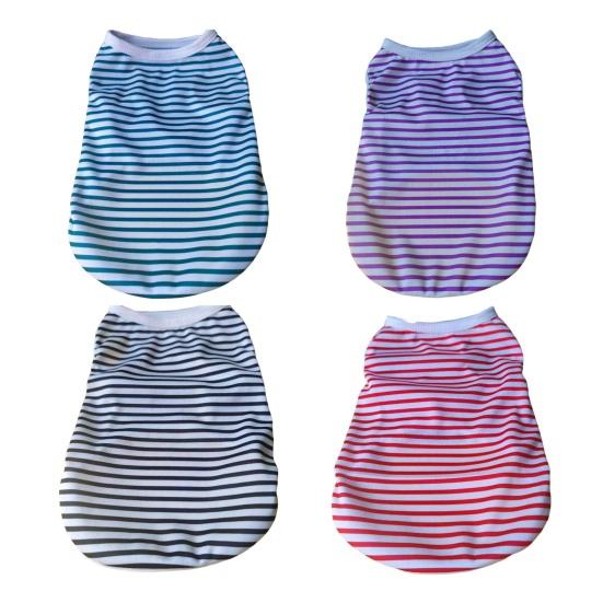 Dog Striped Vest Pets Casual Sleeveless Pullover Round Neck Vest Puppy Apparel for Girls Boys Daily Wear Travel Street Wear