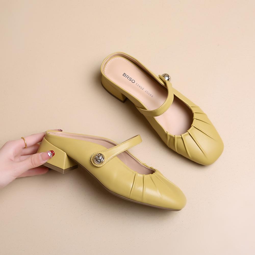 Mid Heels Women Slippers Elegant Mules Shoes Chunky Sandals 2025 Fashion Pumps Flip Flops Summer Trend Slides Sandalias De Mujer