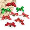 10pcs/lot Christmas Bow Exquisite Polyester Printed Bowknot With Bell For DIY Crafts Garment Ornament Christmas Tree Decoration
