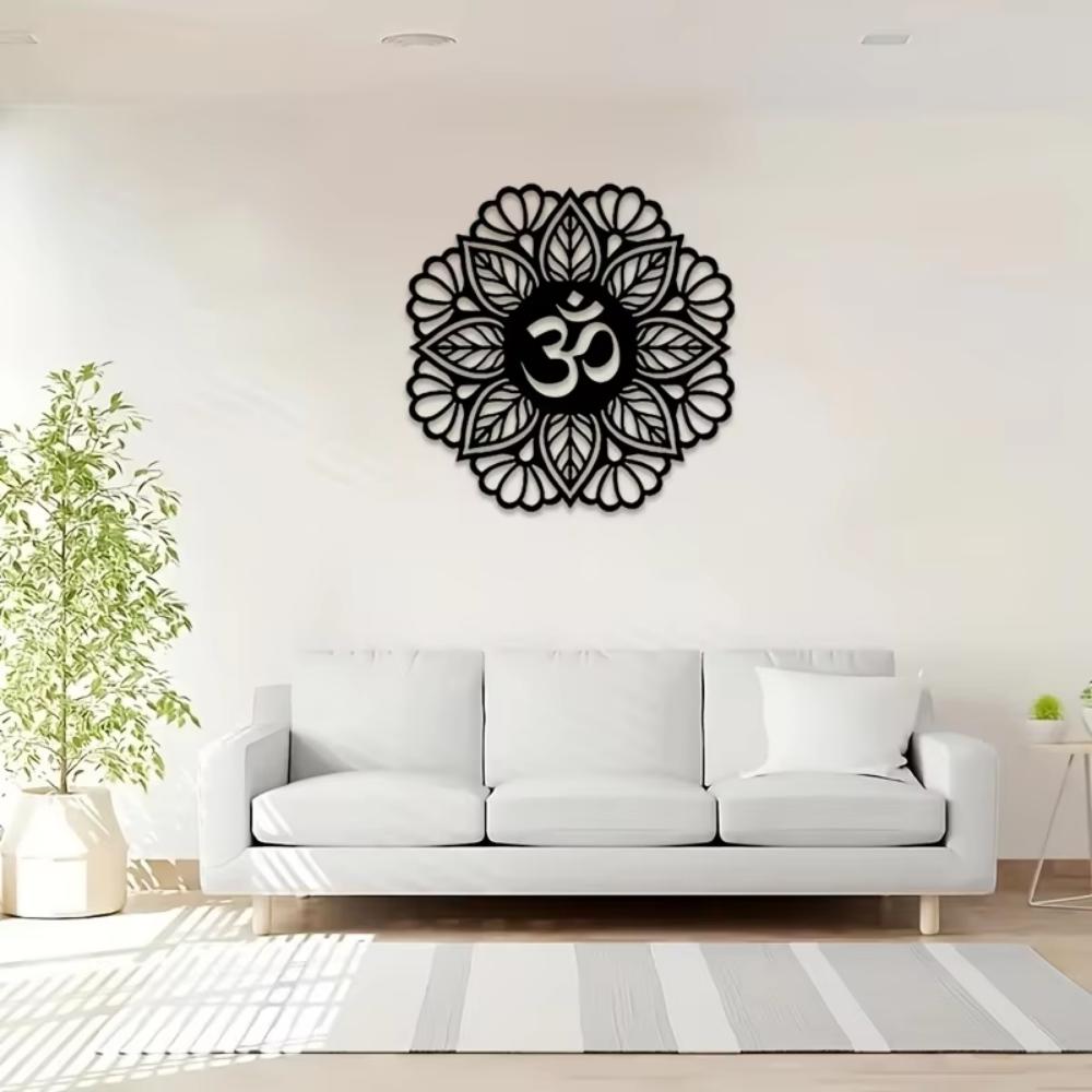 1pc Metal Mandala Style Art Wall Decoration, Yoga Gym Wall Hanging Decoration Silhouette, Metal Wall Art, Iron Décor