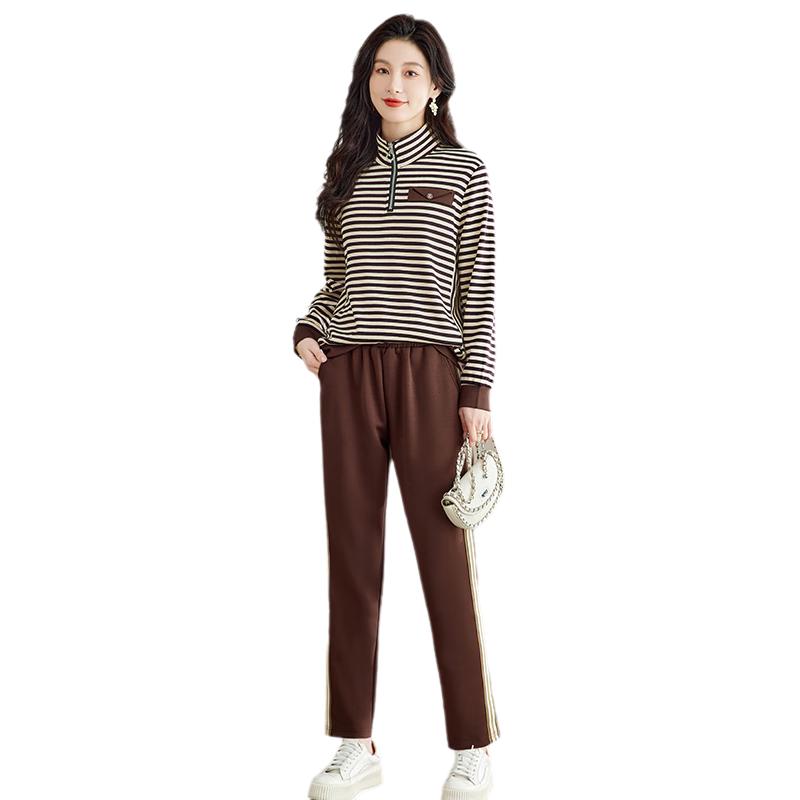 

Yu Zhaolin Women s Striped Half-Zip Two-Piece Casual Set XL (132-149 lbs)