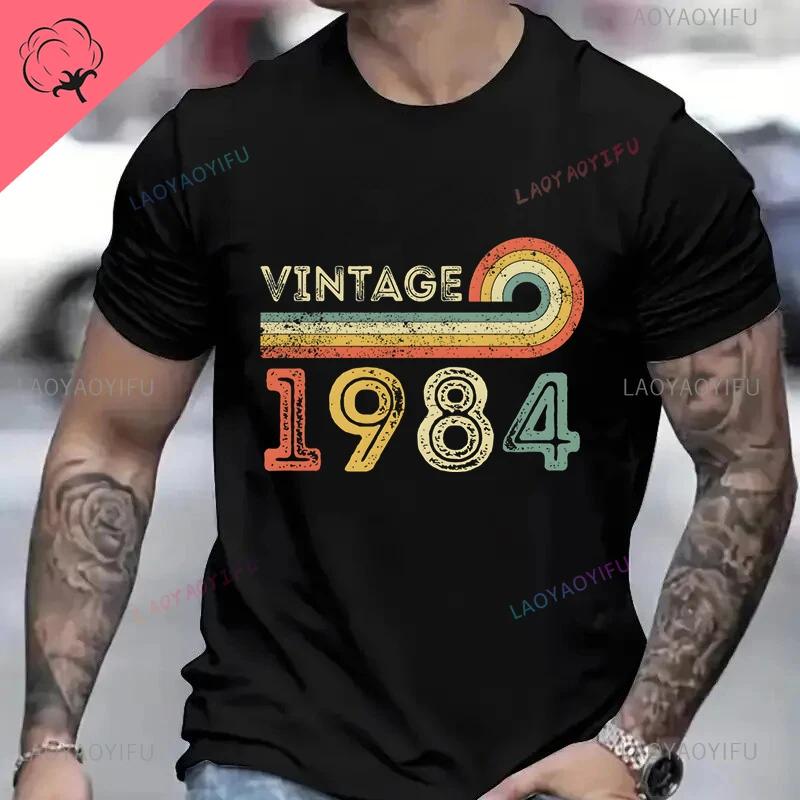 Vintage 1984 Birthday Cotton T Shirts for Men Women Short Sleeve Clothing Retro Tshirts Born in 1984 Clothes for Men Tops Tee