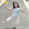 Summer Girls Fashionable Casual Two Piece Set Cute Baby Short Sleeve T Shirt And Pants Trendy Kids Clothing