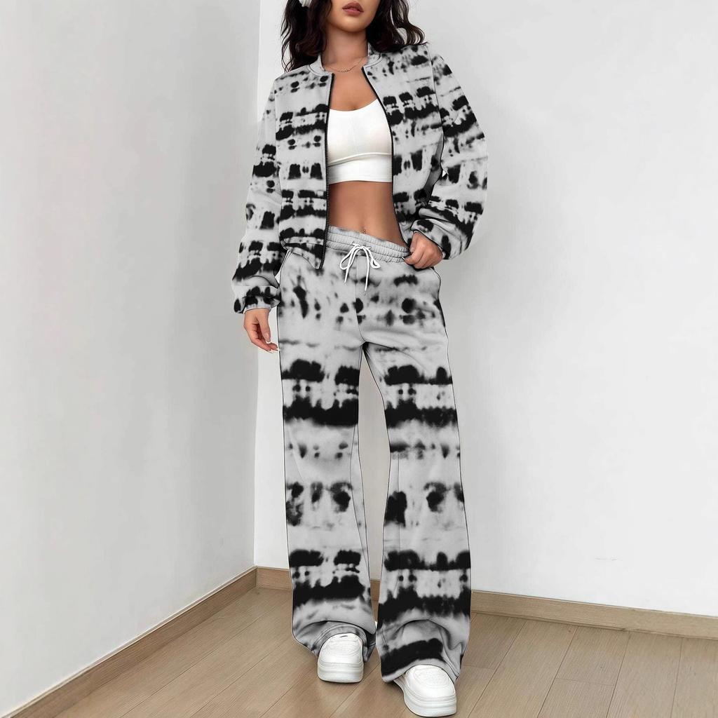 Smudging Explosion Autumn and Winter New European and American Women's Clothing Retro Rhombus Printing Suit Women