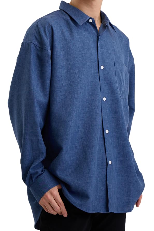 

Рубашка оверсайз Lucky Charm для высокого крупного мужчины с широким XL [Lucky Charm] Мужчины, Рукав, Повседневный, Силуэт, Мода, Топ, Большой, Воротник, Посадка, Темно-синий,