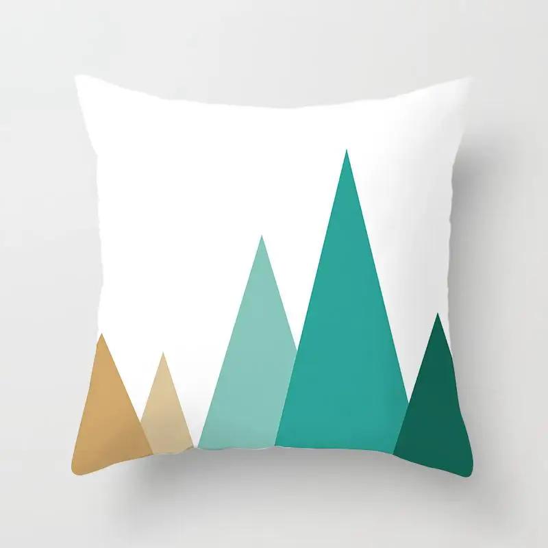 Blue Color Pillow Cover Geometric Print Pillowcase Square Pillow Case  18x18 inches Decorative Pillows For Car/bed /sofa