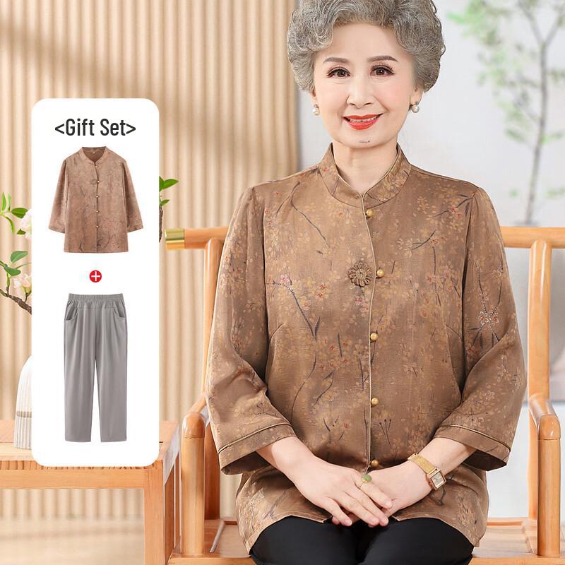 Elegant Mid-Aged Women s Spring Blouse Set 4XL