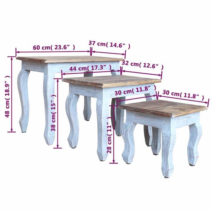 VidaXL Ensemble de tables gigognes 3 pcs Bois de récupération massif