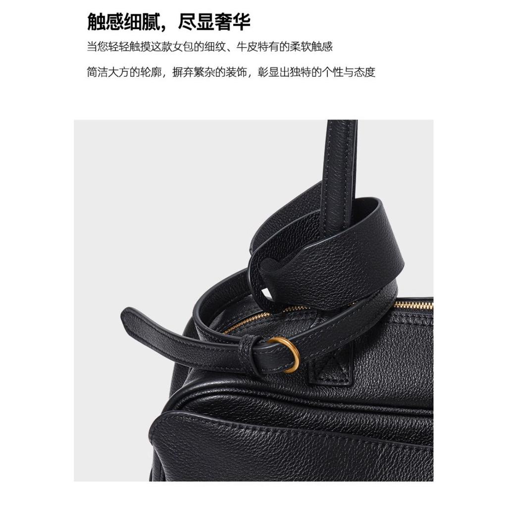 2025 New carriebowling bag simple and fashionable first layer cowhide messenger women's bag baguette bag