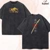 Anime Japanese Demon Slayer Unisex Washed Tshirt  Summer New Comic Pattern  Shortsleeved Harajuku Loose Premium YK Shirt