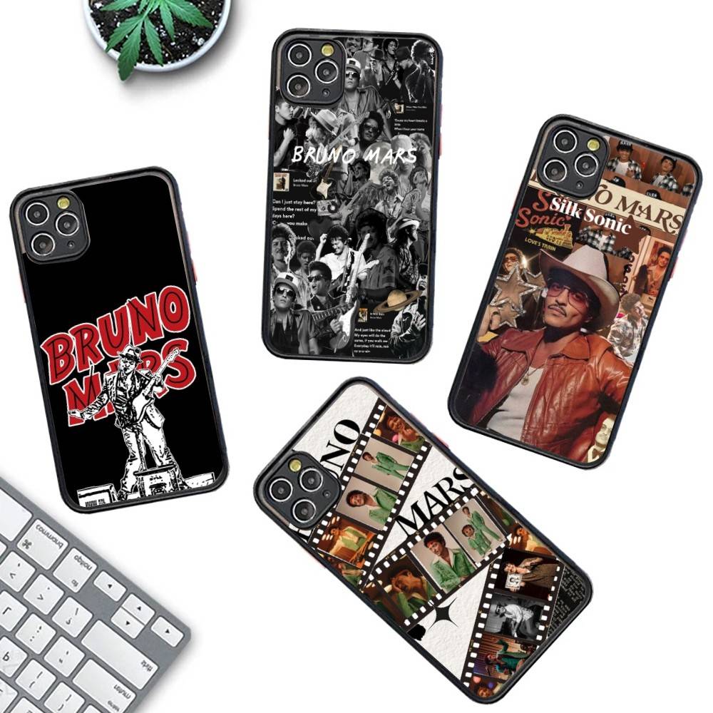 B-Bruno M-Mars Singer For IPhone 16 15 14 13 12 11 Pro Max X XS MAX Plus Translucent Black Phone Cover