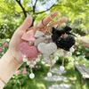 Crystal Rhinestone Heart Keychain Bow & Pearl Tassel Car Key Ring Accessory Pendant  Phone Chain