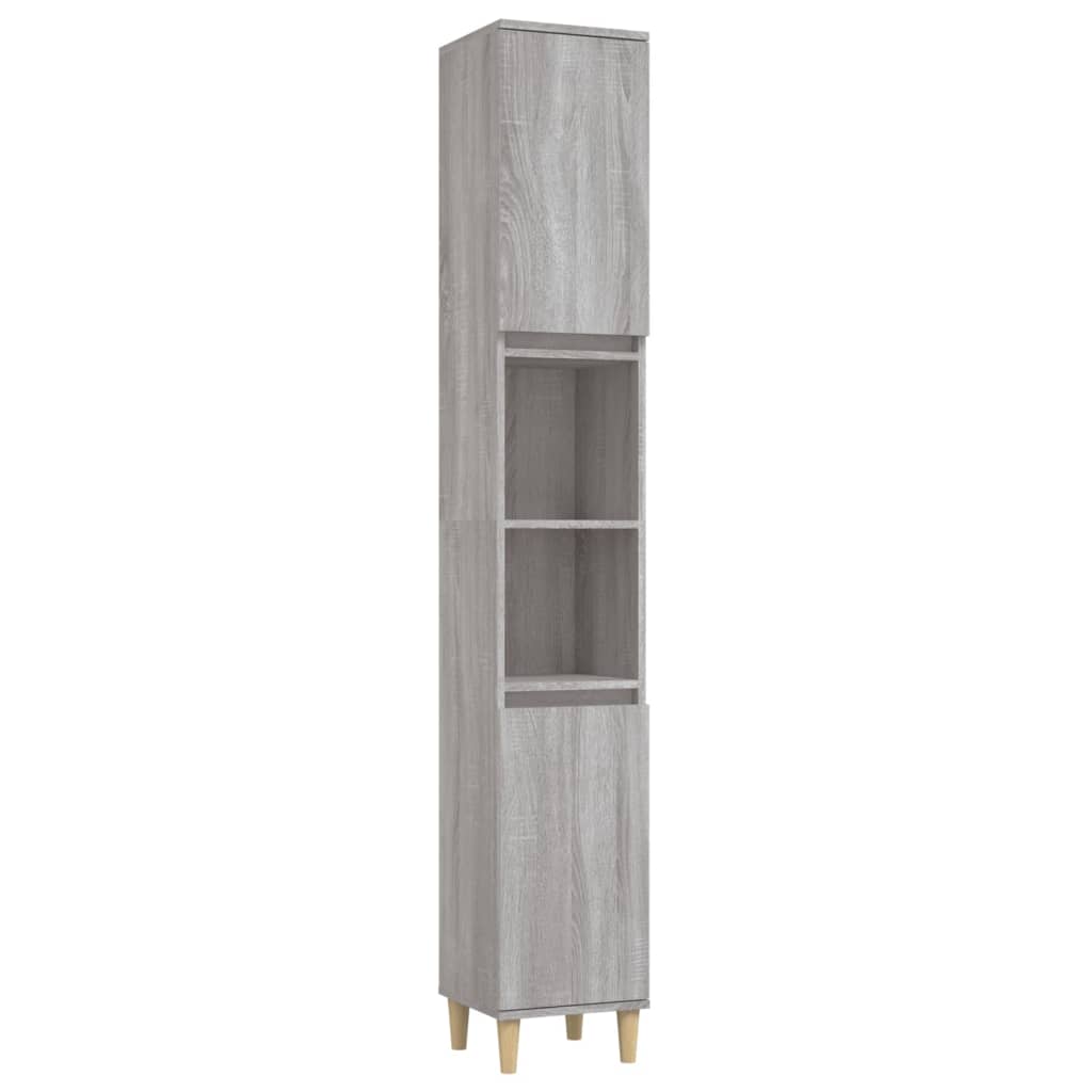 Bathroom Cabinet Gray Sonoma 30 X 30 X 190 Cm Particleboard