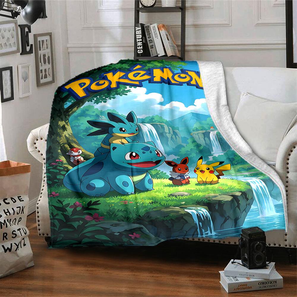 1pc Pokmon Adventure Begins Flannel Blanket,Ultra Soft Warm Plush Throw for Home Bedroom Bed Sofa Cover Camping Picnic gift Y72428