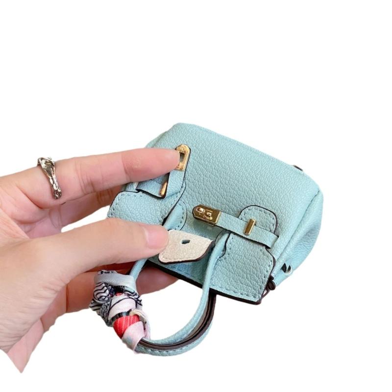 Mini Wireless Earbuds Case Organiser Key Holder Charm Faux Leather Keyring Pouch Various Vibrant Color Choice